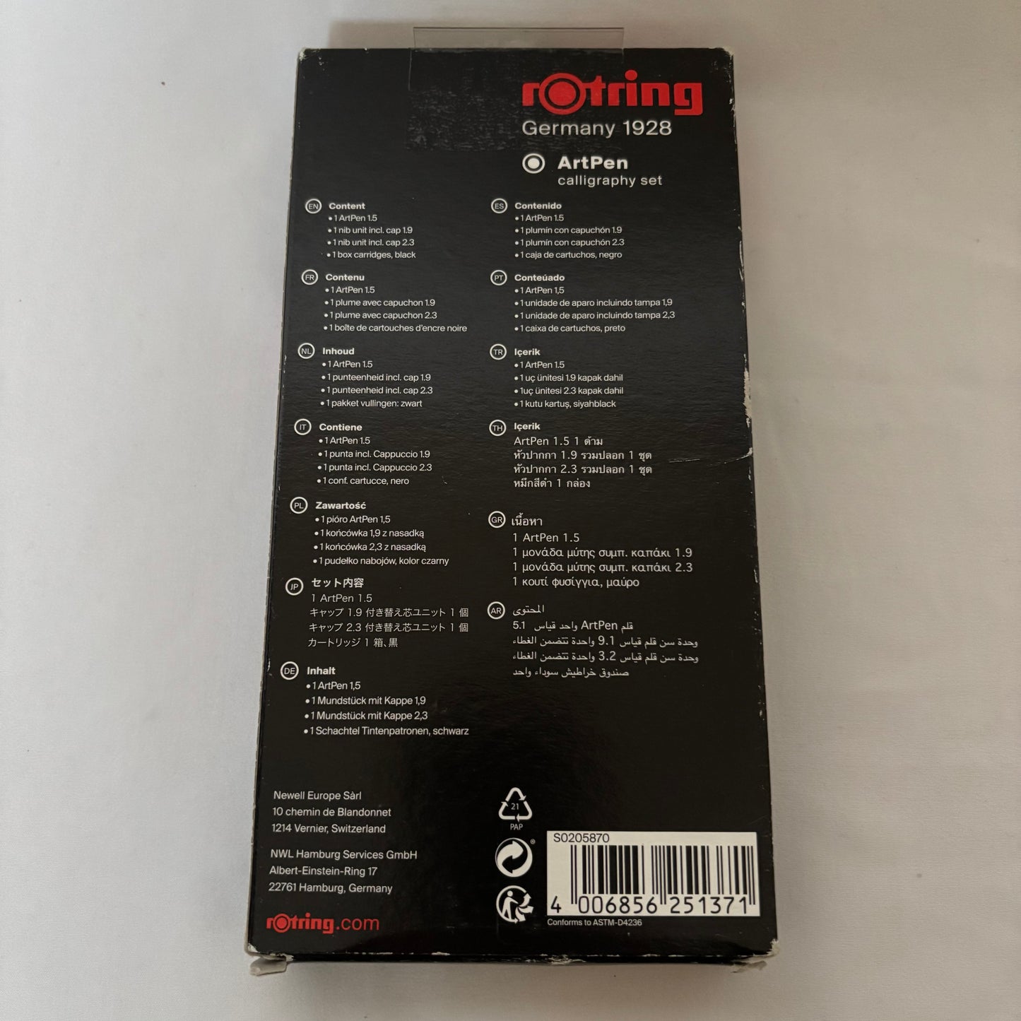 Rotring ArtPen Calligraphy Set (1 Pen, 3 Nibs)