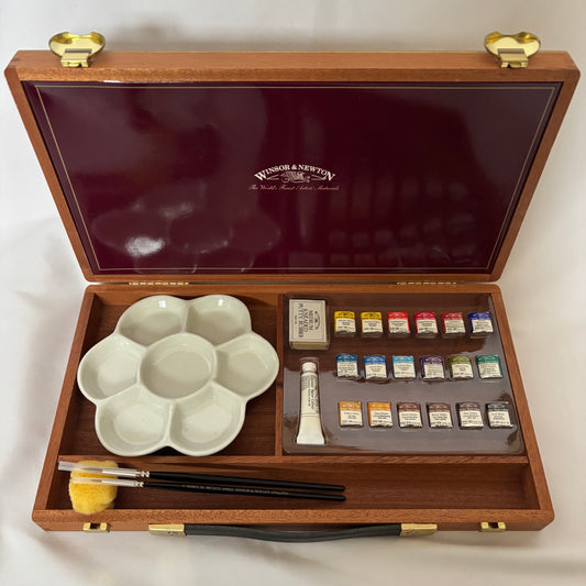 Winsor & Newton PICCADILLY Artists' Watercolour Half-pan Wooden Box