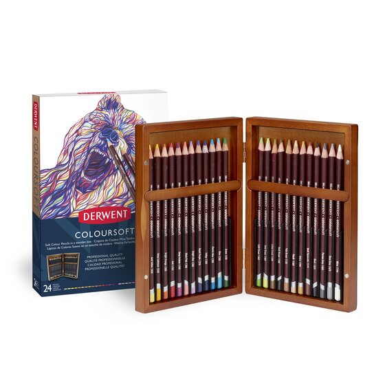 Derwent Coloursoft Wooden Box of 24 Pencils