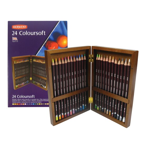 Derwent Coloursoft Wooden Box of 24 Pencils