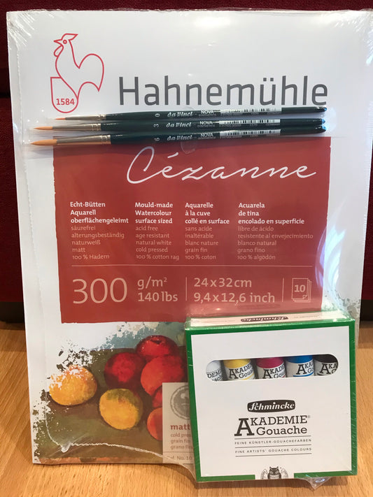 Painting Pack - Schmincke Akademie Gouache, Hahnemühle Pad and Da Vinci Brushes